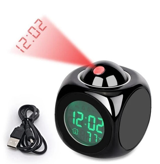 Smart LED Projection Clock with Weather Display & Voice Control